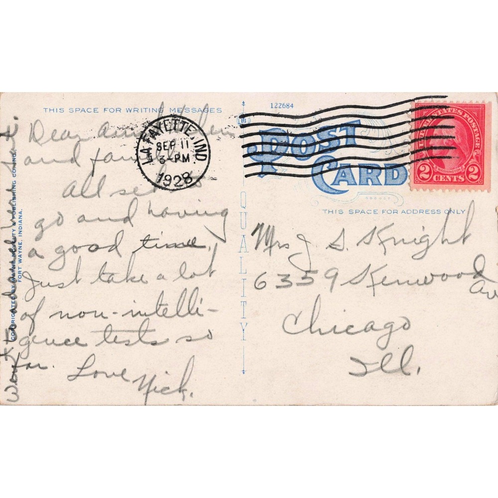 Vintage 1928 Purdue University Union Building Postcard Lafayette Indiana VG - Picture 2 of 2